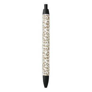 Pretty Trendy Leopard Print Gold Glitter Pen