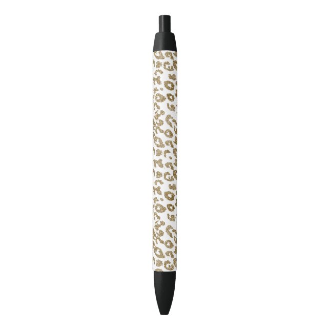 Pretty Trendy Leopard Print Gold Glitter Pen (Front Vertical)