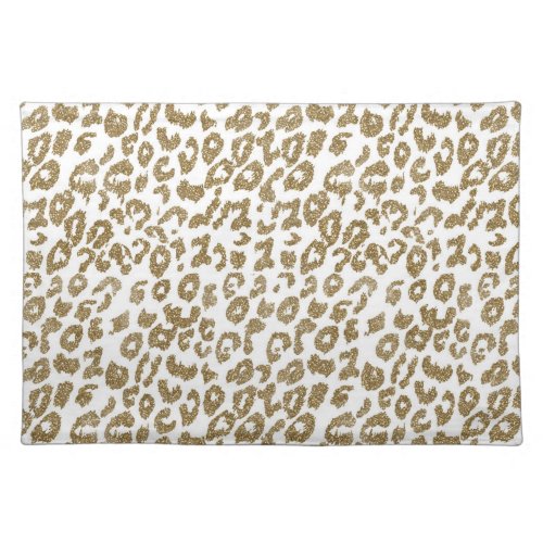 Pretty Trendy Leopard Print Gold Glitter Placemat