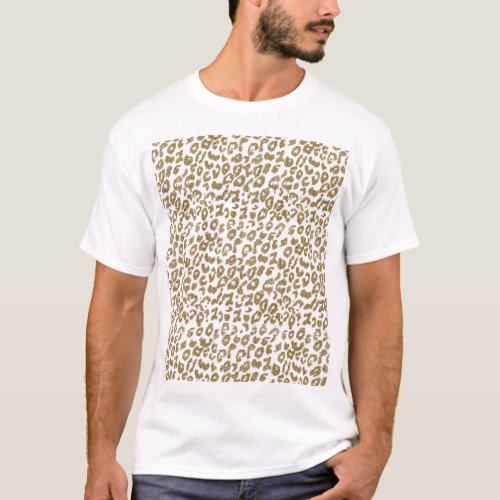 Pretty Trendy Leopard Print Gold Glitter T_Shirt