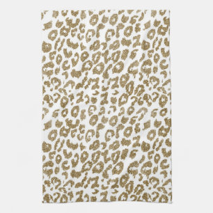 Pretty Trendy Leopard Print Gold Glitter Towel