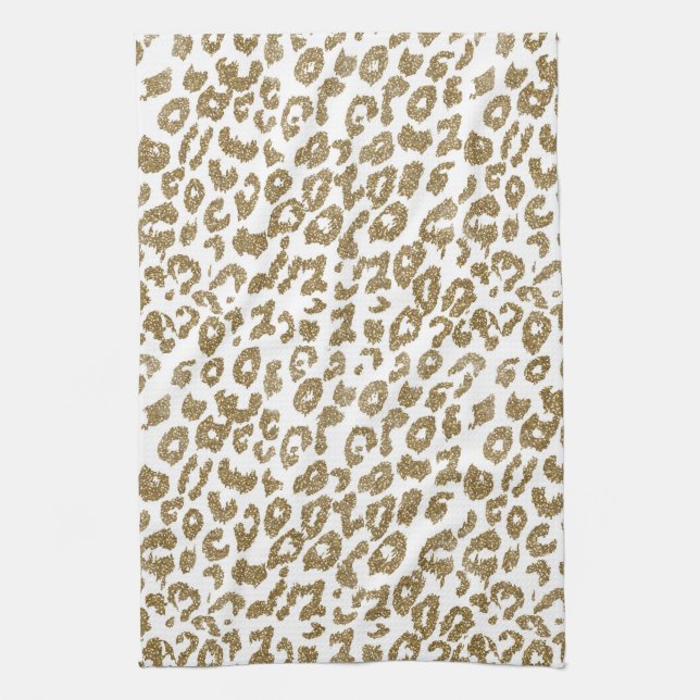 Pretty Trendy Leopard Print Gold Glitter Towel (Vertical)