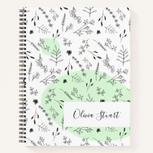Pretty Trendy Minimalist Modern Botanical Notebook