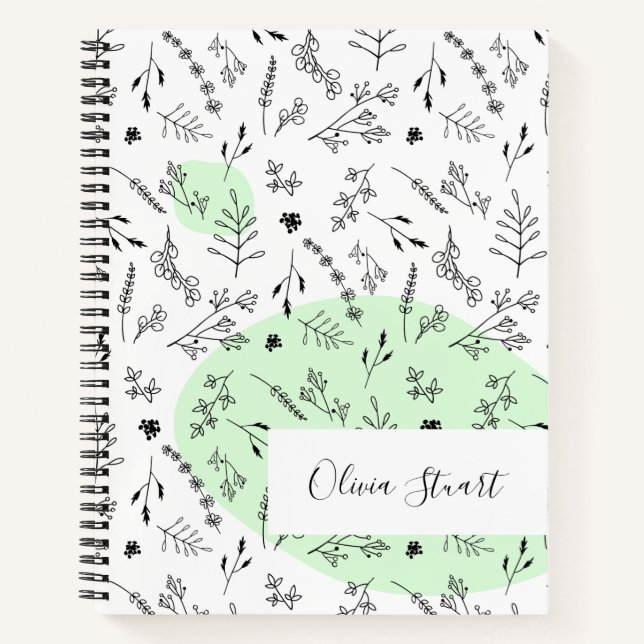 Pretty Trendy Minimalist Modern Botanical  Notebook (Front)