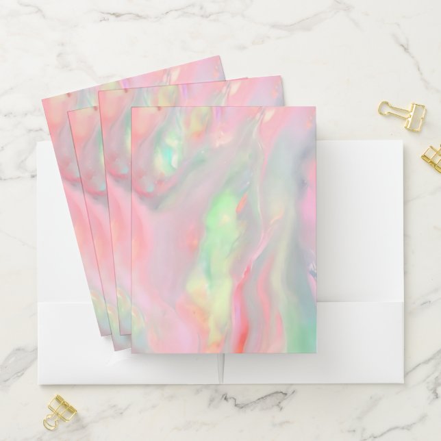 Pretty Trendy Pink colorful abstract waves pattern Pocket Folder (In Situ)