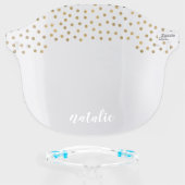 Pretty Trendy Shiny Gold Confetti Face Shield (Front w/Glasses)