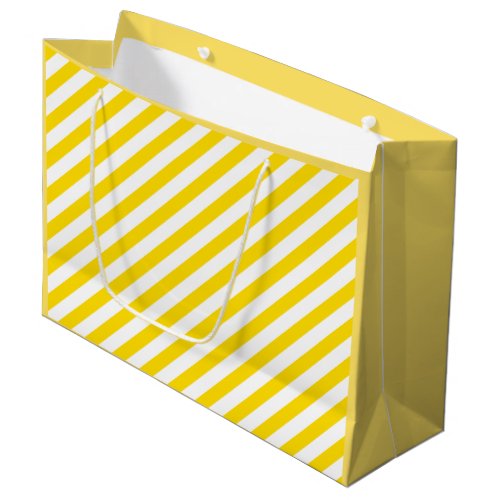 Pretty Trendy Yellow White Striped Design Template Large Gift Bag