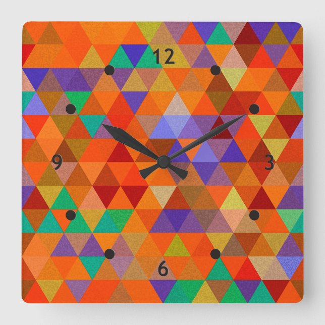 Pretty Triangle grunge pattern I + your ideas Square Wall Clock (Front)