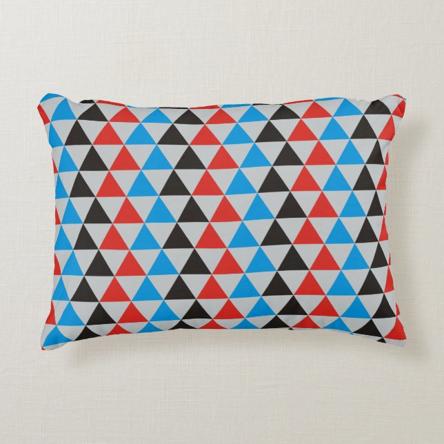 Pretty Triangle pattern black red blue + your idea Decorative Pillow (Front)