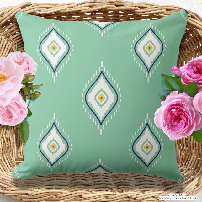 Pretty Tribal design Turquoise  Throw Pillow (Creator Uploaded)