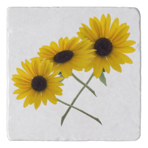 Pretty Triple Sunflower Photograph Trivet