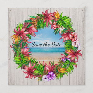 Pretty Tropical Floral Beach Wedding Invitation