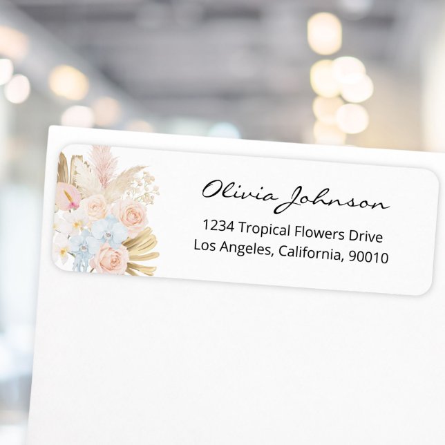Pretty Tropical Flowers Floral Return Address Label (Creator Uploaded)