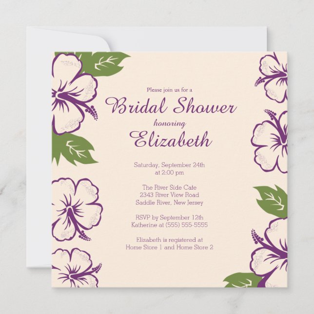 Pretty Tropical Hibiscus Bridal Shower Invitation (Front)