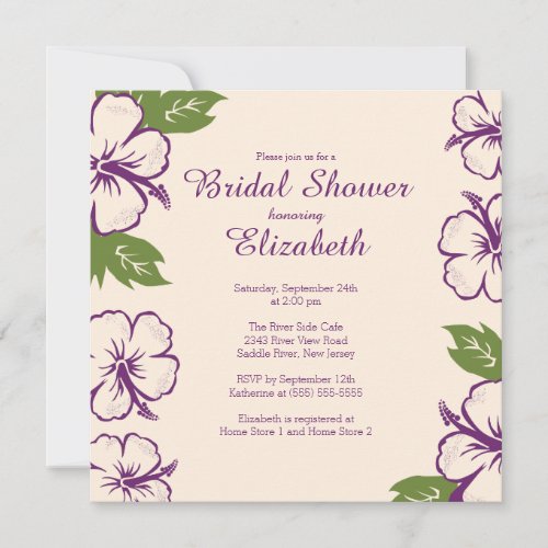 Pretty Tropical Hibiscus Bridal Shower Invitation