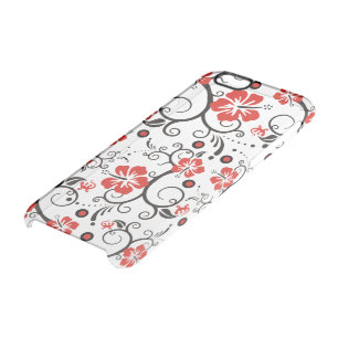 Pretty Tropical Hibiscus Decor black red white Clear iPhone 6/6S Case