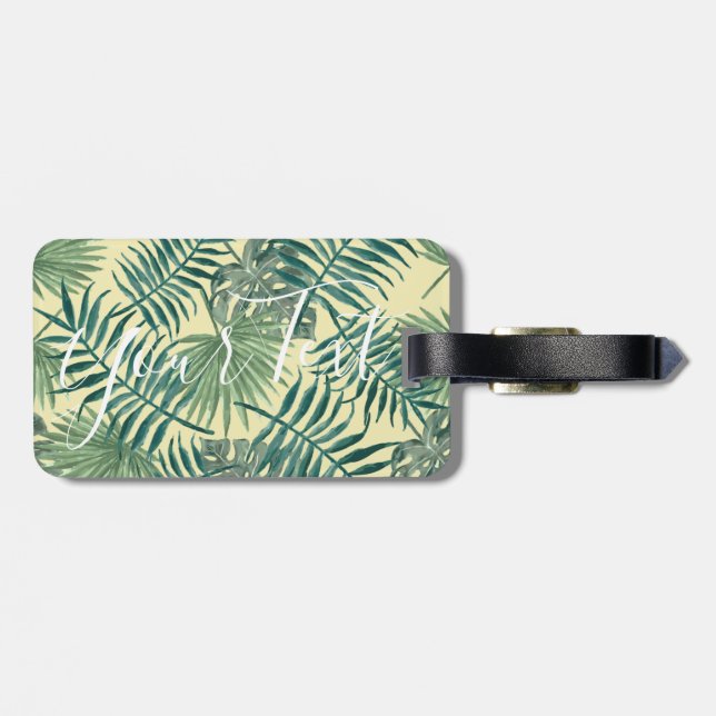 Pretty Tropical Leaf Customizable | luggage tag (Back Horizontal)