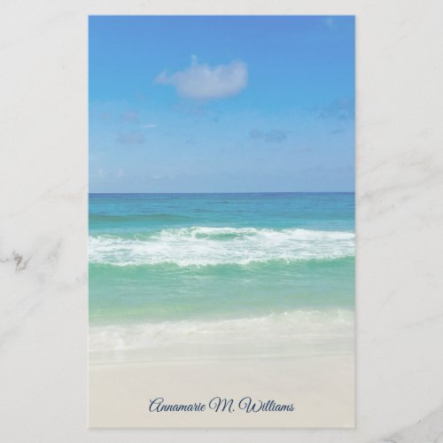 Pretty Tropical Seaside Photograph Custom Stationery