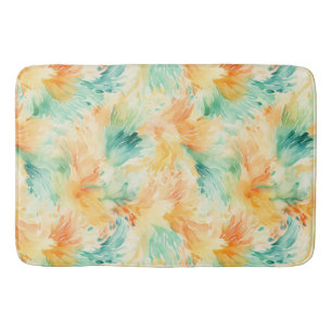 Pretty Tropical Teal Orange Cream  Bath Mat