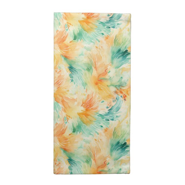 Pretty Tropical Teal Orange Cream  Cloth Napkin (Half Fold)