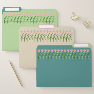 Pretty tulip flowers in pastel pinks and greens file folder