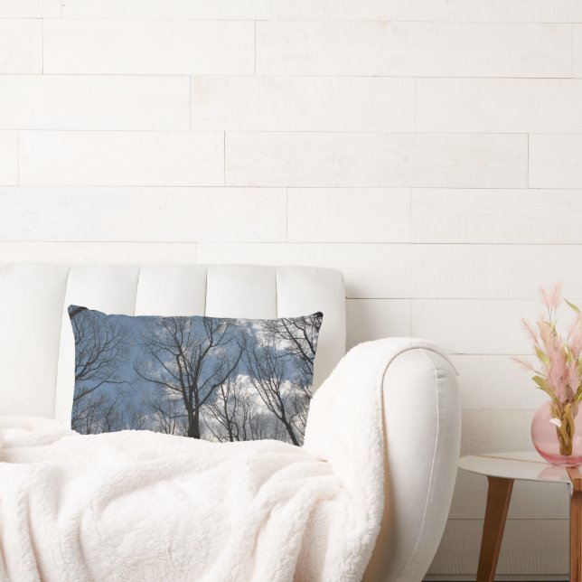 Pretty Tulip Poplar Trees Cloudy Sky Lumbar Lumbar Pillow (Couch)
