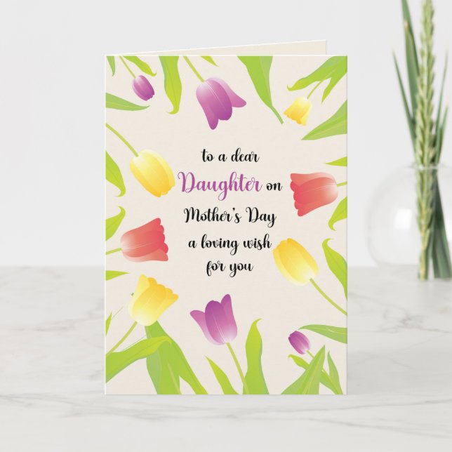 Pretty Tulips Mothers Daughter's Mothers Day Card (Front)