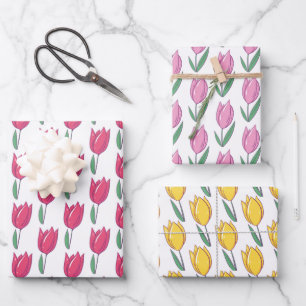 Pretty Tulips Wrapping Paper Set of 3
