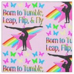 PRETTY TUMBLING GYMNAST GIRL FABRIC