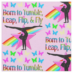 PRETTY TUMBLING GYMNAST GIRL FABRIC