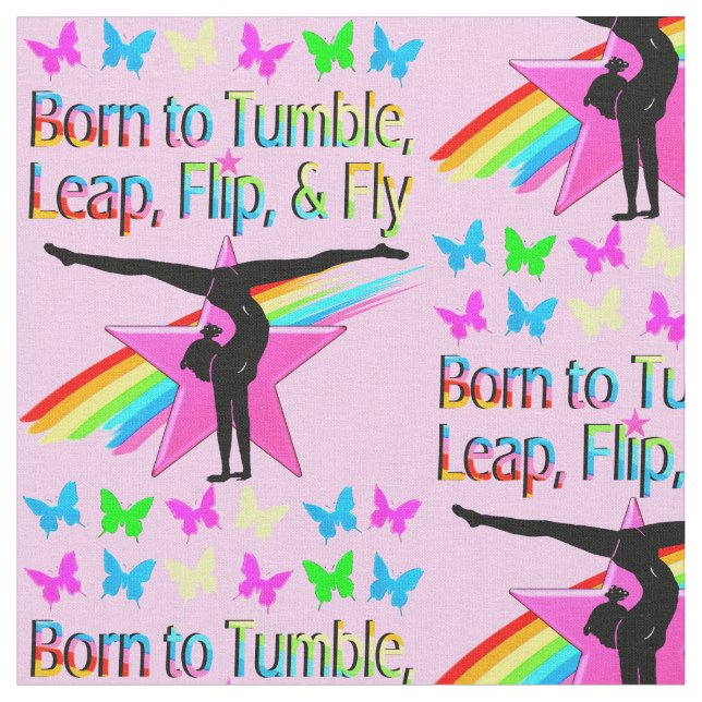 PRETTY TUMBLING GYMNAST GIRL FABRIC (Close Up)