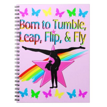Pretty Tumbling Gymnast Girl Notebook by MySportsStar at Zazzle