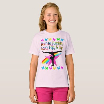 Pretty Tumbling Gymnast Girl T-shirt by MySportsStar at Zazzle