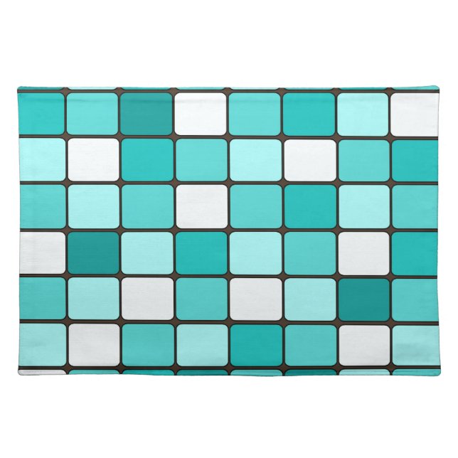 Pretty Turquoise Aqua Teal Mosaic Tile Pattern Placemat (Front)