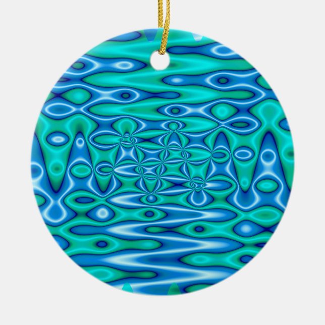 pretty turquoise blue art ceramic ornament (Front)