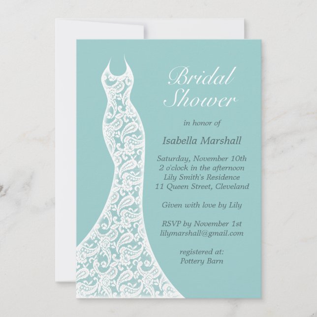Pretty Turquoise Bridal Shower Invitation (Front)