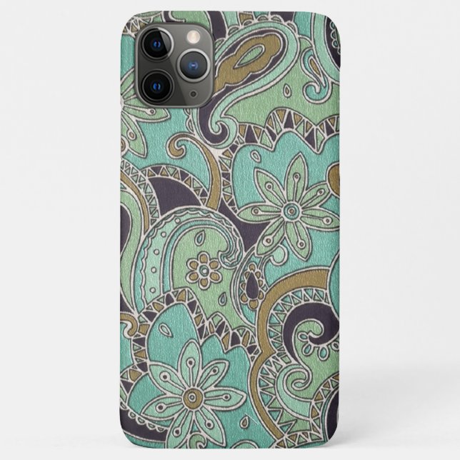 Pretty Turquoise Chic Retro Paisley Floral Pattern Case-Mate iPhone Case (Back)