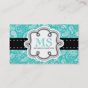 Pretty Turquoise Paisley Pattern Girl Calling Card