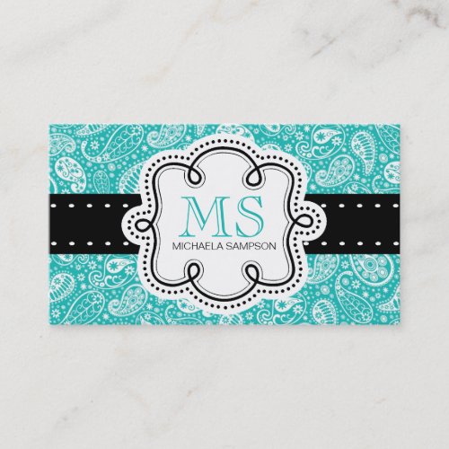 Pretty Turquoise Paisley Pattern Girl Calling Card Business Card Templates
