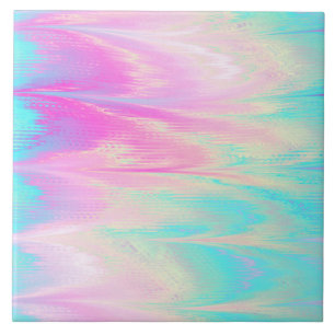 Pretty Turquoise Pink Marbling Pattern Ceramic Tile
