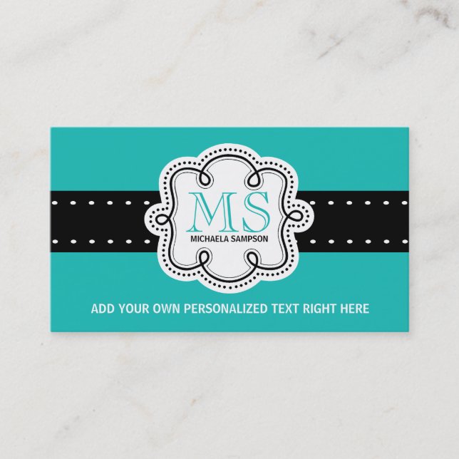 Pretty Turquoise Solid Color Girl Calling Card (Front)