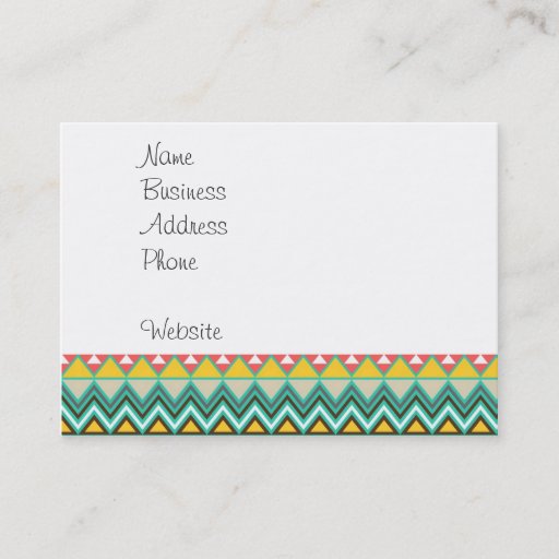 Customizable Pretty Turquoise Yellow Pink Native American Print Business Card Template