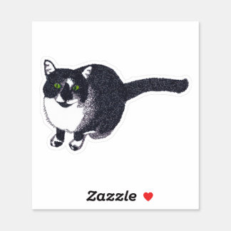 Pretty Tuxedo Cat in Black and White Vinyl Sticker