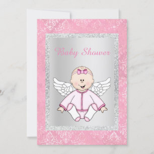 PRETTY TWO TONE ANGEL BABY SHOWER INVITE