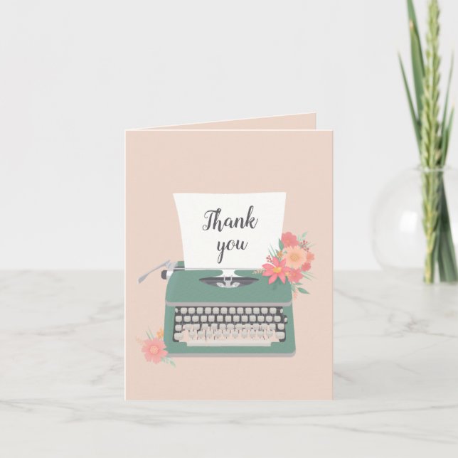 Pretty typewriter and flowers notecard (Front)