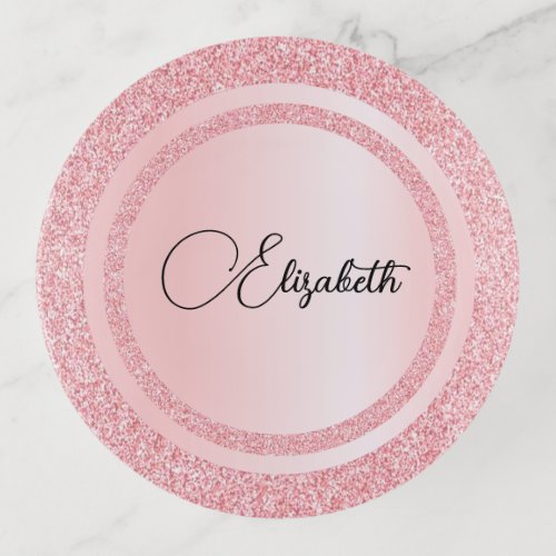 Pretty Typography Rose Gold Glitter Look Names Trinket Tray