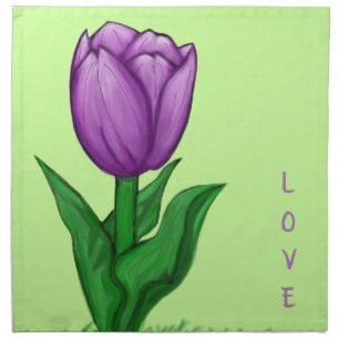 Pretty Ultra Violet Tulip Cloth Napkins Set of 4