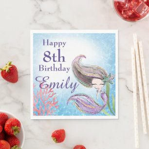 Pretty Under the Sea Mermaid Birthday Napkins