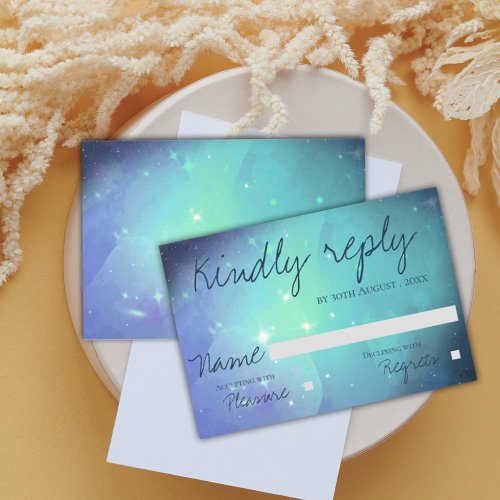 Pretty Under The Stars Night Sky Elegant Wedding RSVP Card