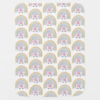 Pretty Unicorn Boho Rainbow Pattern Girl's Baby Blanket